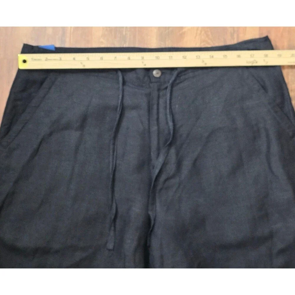 Vintage Jantzen Men L Linen Blend Drawstring Pants Black 90 Resort Wear Vacation